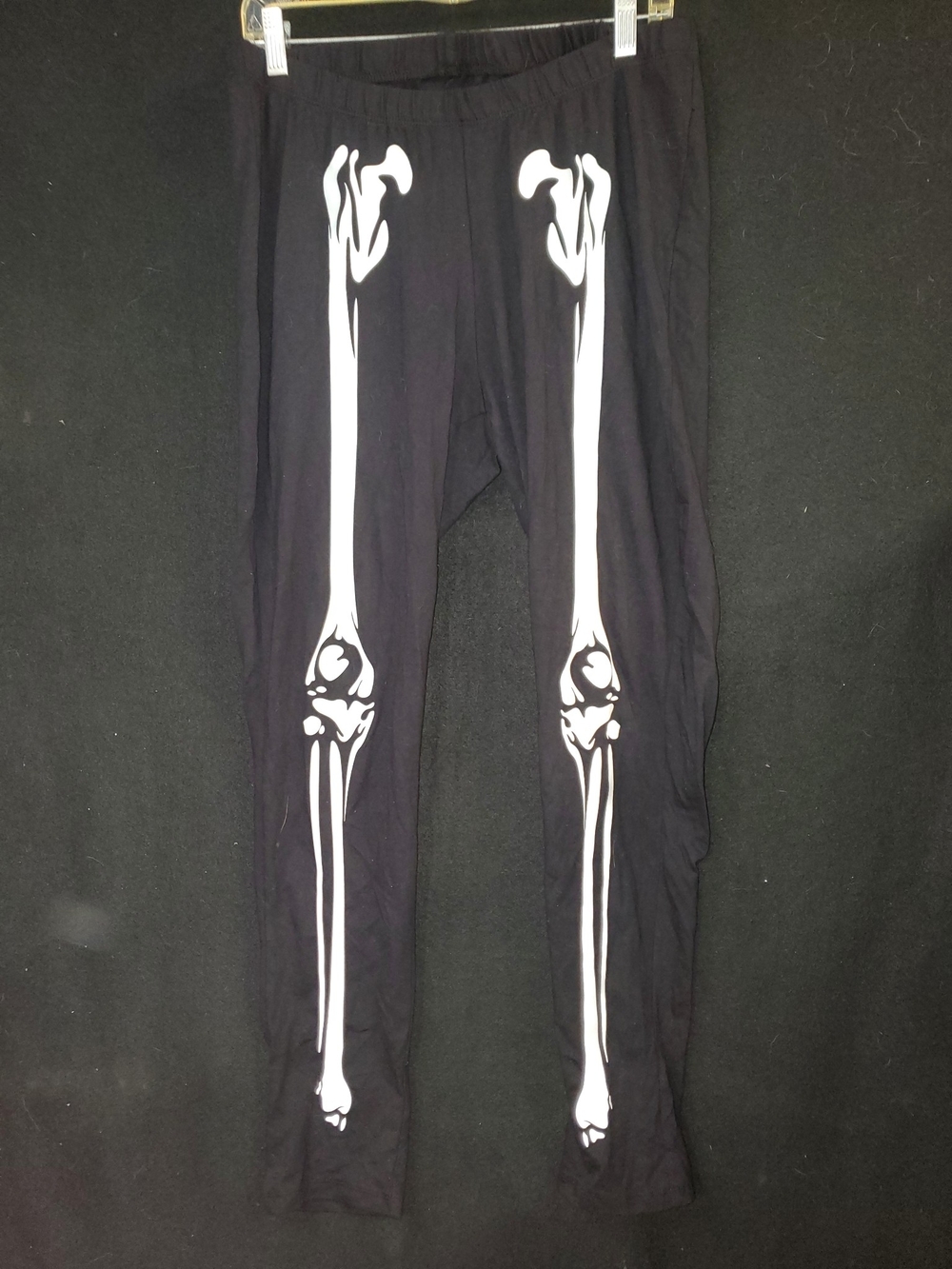 Blackheart Black Leggings with White Skeleton Bone Print
